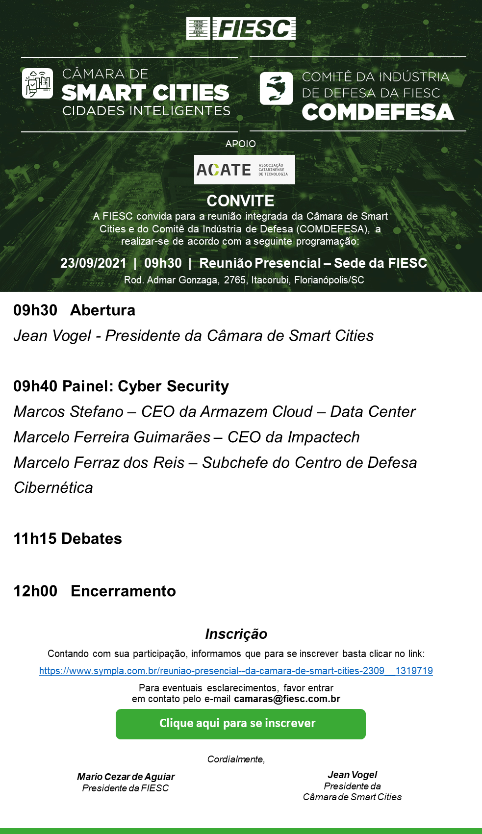 Reunião Presencial Conjunta da Câmara de Smart Cities e COMDEFESA