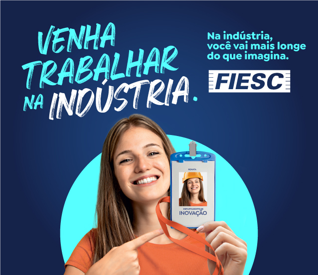 Venha trabalhar na indústria. Na indústria você vai mais longe do que imagina. Clique aqui e acesse o vídeo da campanha institucional FIESC 2023.