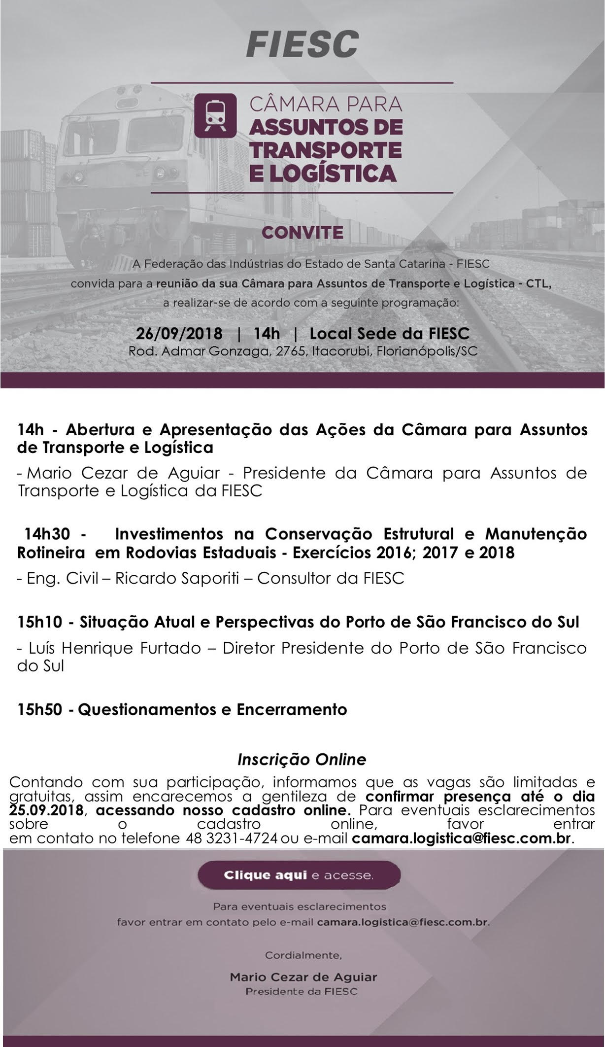 Programação da reunião