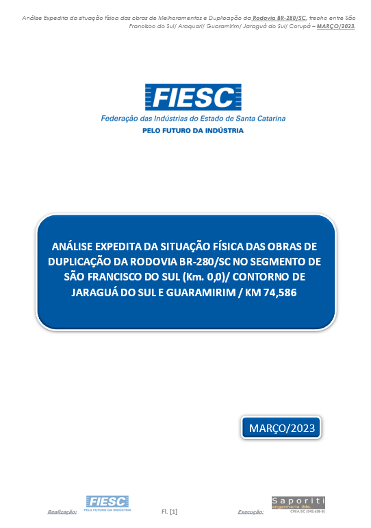 Análise expedita da situação física das obras de duplicação da rodovia BR-280/SC