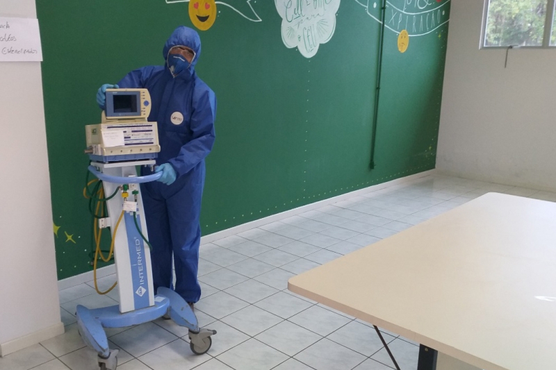 Recepção dos respiradores no Instituto SENAI em Joinville
