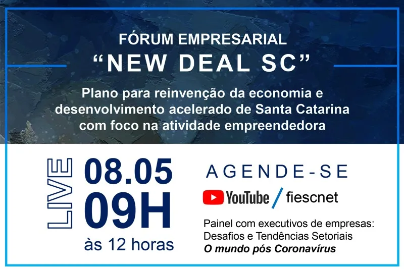 Transmissão será pelo canal da FIESC no YouTube
