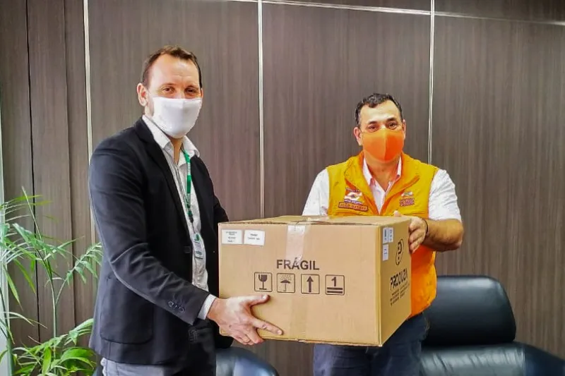 Testes que serão aplicados pelo SESI/SC foram entregues nesta terça-feira à Defesa Civil, em Florianópolis