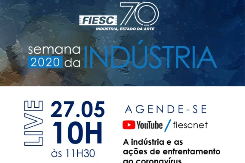 Live será transmitida pelo canal do YouTube da FIESC