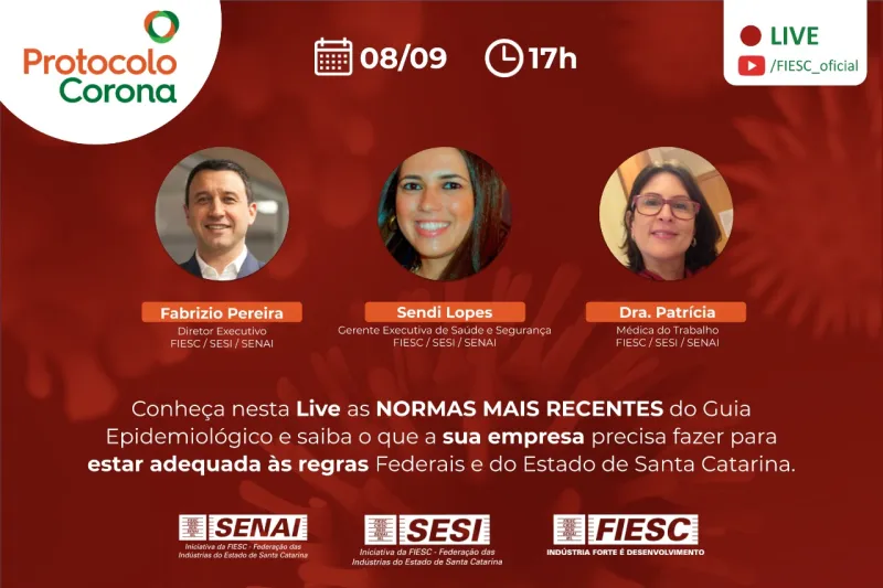 Live será transmitida no YouTube da FIESC